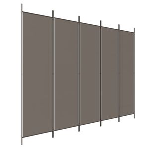 Anthracite 5-Panel Room <b>Divider</b> 98.4"x86.6" Fabric <b>Screen</b> & <b>Divider</b> - Product Image 2