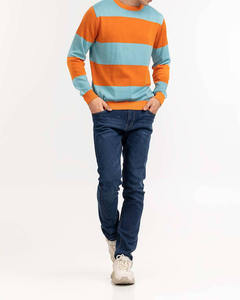 Suéter para hombre de dos colores con diseño personalizado, logotipo OEM y ODM, suéter de punto de manga larga, suéter tipo waffle, suéter de cuello redondo para hombre. - Product Image 3