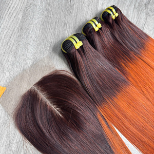 Precio al por mayor de pelo liso de hueso, cabello humano vietnamita, trama Genius para mujeres negras, cabello crudo Natural, extensiones de color naranja Ombre - Product Image 4