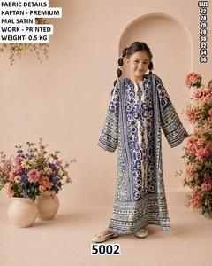 Robe longue ample en satin imprimé de style traditionnel indien et pakistanais pour filles, modèle 5002 - Product Image 3
