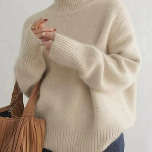 Pull en maille à col roulé décontracté pour femme, couleur unie, ample, chaud et confortable, pour l'automne et l'hiver - Product Image 4