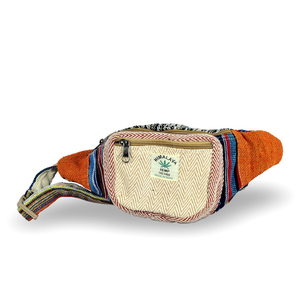 Riñonera Artesanal Nepalí de Lona de Cáñamo y Algodón del Himalaya, con 3 Bolsillos, Diseño Bohemio, Cierre de Cremallera, Portátil, Ideal para Viajes de Invierno - Product Image 1