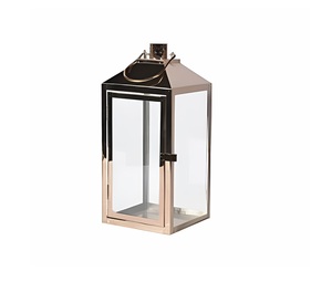 Lanterne en métal et verre portable haut de gamme, finition or rose, écologique, pour hôtels et restaurants (vente en gros) - Product Image 1