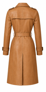 Women's Genuine Leather <b>Trench</b> <b>Coat</b> | Cognac Black <b>Burgundy</b> | OEM ODM Manufacturer | Premium Quality Design | Leather Wear | - Product Image 2
