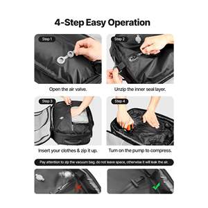 Mochila de Viaje de Compresión al Vacío de 35L, Resistente al Agua, Equipaje de Mano, Bomba de Aire, Múltiples Bolsillos, Negra, Informal, Bolsa Personal - Product Image 4