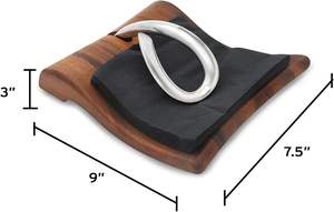 Porte-serviettes Breeze, plateau à serviettes pour fêtes, mariages et événements, en bois d'acacia et acier inoxydable, décoration de table - Product Image 2