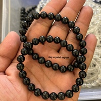 Bracelet en perles de tourmaline noire de haute qualité, 8 mm, pierres précieuses naturelles, cristal de guérison, méditation, Reiki, yoga, extensible, unisexe