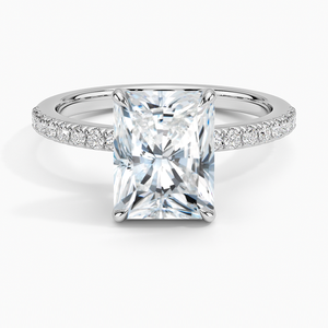 Bague SOJ 026 en argent 925, coupe radiante, motif couronne antique gravé, trois pierres de moissanite, mariage, 2 carats, couleur D, VVS1, certifiée GRA - Product Image 1