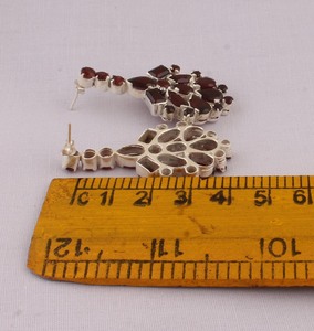 Boucles d'oreilles pendantes en argent sterling 925 avec grenat rouge naturel, pierre de naissance de janvier, pierre précieuse rouge foncé, bijoux de haute qualité - Product Image 6