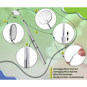 1pc Stainless Steel Ergonomic Grip Dental Oral Mirror Eyelash Extension <b>Teeth</b> Whitening <b>Cleaning</b> <b>Tools</b> Makeup <b>Tool</b> Handle - Product Image 2