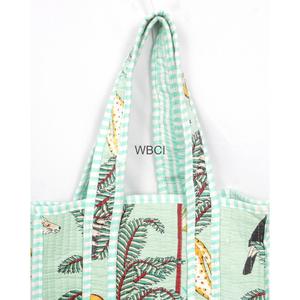 Sac fourre-tout matelassé en coton fait main, petit sac à bandoulière en coton floral, sac de shopping rayé pour le quotidien et les voyages - Product Image 4
