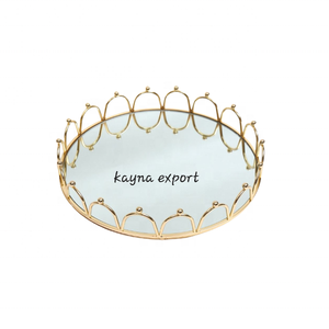 Bandeja dorada decorativa elegante para comida y servicio de dulces, uso al por mayor, pedido personalizado, nuevas bandejas de diseño martillado para decoración - Product Image 2