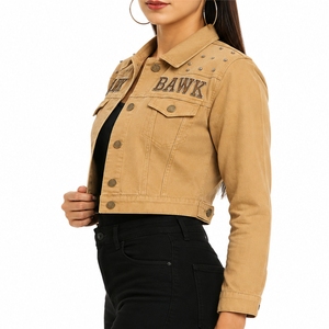 Women <b>Cropped</b> <b>Denim</b> <b>Jacket</b> Modern Fashion Casual Style Trendy Design Custom Made Export Quality Premium <b>Denim</b> <b>Jacket</b> - Product Image 3