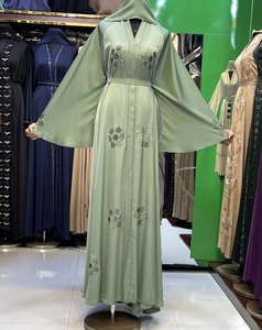 2026 Wholesale Umbrella Abaya Stone Work Handmade Sequined Arabic Dubai Style Full Flare Nida Fabric Evening Party Dress - Product Image 3