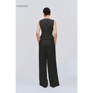 Chaleco Elegante para Mujer al por Mayor, Cuello en V, Sin Mangas, Botón Único, Cintura Ajustable con Correa, Rayas, Textura Italiana, Oficina A9045 - Product Image 5