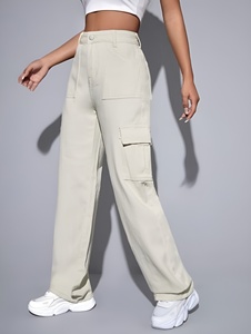 Pantalones de Mujer de Talle Grande, Cintura Alta, Pierna Ancha, Algodón Suave con Spandex, Corte Holgado Informal, Largos, Color Sólido, Cintura Elástica - Product Image 6
