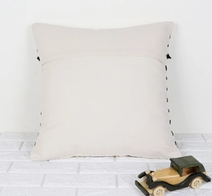 Hand Tufted Texture Boho Black and Ivory Cushion <b>Throw</b> Pillow Cover Lace Trim Look Sofa Hotel Home Decor - Product Image 4