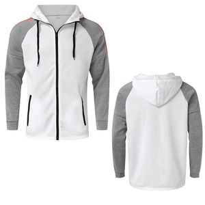 AZORES SPORTS Survêtement unisexe décontracté blanc et gris, sweat à capuche zippé, poches latérales, pantalon à cordon de serrage, vêtement d'hiver 100% coton - Product Image 5
