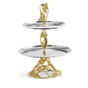 Elegant Handcrafted Brass And Aluminum 2-Tier Thistle Flower Decorative Cake Stand Luxury <b>Blush</b> Rose Dessert Serving Tray Stand - Product Image 6