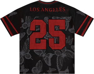 LA Black Mesh American Football Jersey V-Neck Short Sleeve Sublimated Print Front Logo Number 25 Breathable Unisex Apparel - Product Image 2