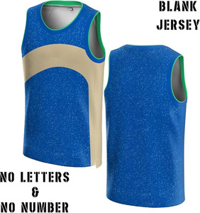 Camiseta de Baloncesto Personalizada Azul Tejida 100% Algodón Unisex de Manga Corta de Secado Rápido con Malla, Uniforme Deportivo de Equipo con Impresión de Nombre y Número - Product Image 2