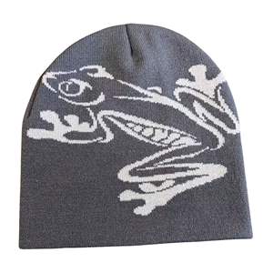 หมวกบีนนี่ถักลายริบบิ้นปักโลโก้แบบกำหนดเองราคาประหยัด  สำหรับทุกเพศ  วัสดุอะคริลิก/คอตตอน  แบบมีขอบพับ  ลายพราง  รับผลิตแบบ OEM - Product Image 2