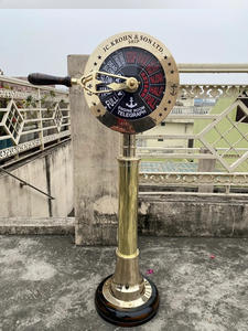 เครื่องควบคุมความเร็วทองเหลืองโบราณแบบเทเลกราฟพร้อมฐานไม้ ของตกแต่งสไตล์เรือเดินสมุทรสำหรับตกแต่งบ้านและสำนักงาน - Product Image 3