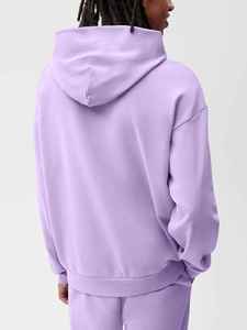 Sudadera con Capucha Unisex Color Lavanda, Corte Holgado, Tejido de Felpa Francesa, Estilo Casual para Otoño - Product Image 3