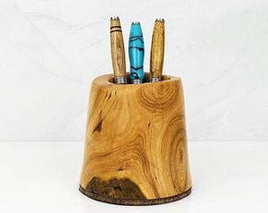 <b>Rustic</b> Wooden Writing Tools Organizer Modern Wooden Pen Storage Cup for Desktop Wooden <b>Desk</b> Accessory for Pens and Stationery - Product Image 2