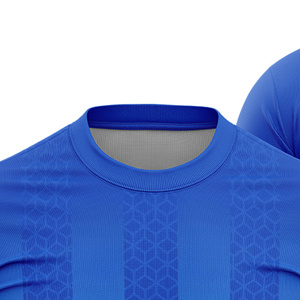 Camiseta de Fútbol Sublimada Personalizada Unisex Azul a Rayas Cuello Redondo Manga Corta Ligera Transpirable Corte Regular 100% - Product Image 2