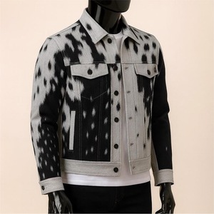 Chaqueta de Cuero Vacuno Natural Hecha a Mano de Primera Calidad, Color Marrón con Pelo Blanco, Estilo Western Ranch Wear - Product Image 3
