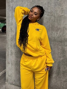 Conjunto deportivo para mujer, corte ajustado, algodón y poliéster, sudadera con capucha y cremallera, pantalones jogger, transpirable, elástico, para gimnasio, fitness y entrenamiento. - Product Image 3