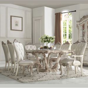 Juego de Comedor Clásico de Lujo en Madera de Teca Sólida, Ecológico, Duradero y Minimalista, con 6 Sillas y Mesa para Hotel, Villa, Castillo u Hogar - Product Image 1