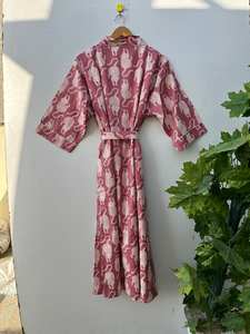 Robe kimono en coton à imprimé animalier bohème, élégante et décontractée, pour femmes - Product Image 4