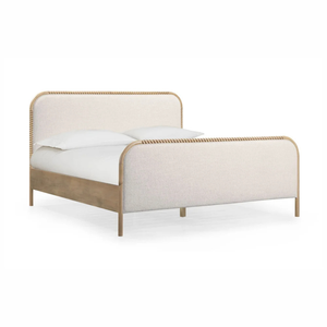 Cama de Plataforma Escandinava Tamaño Queen con Cabecera Tapizada, Diseño de Cama Suave - Product Image 1
