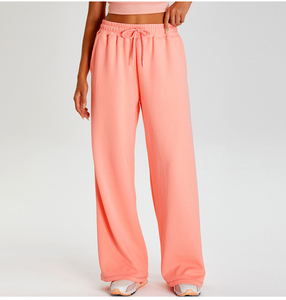 Pantalon de survêtement droit pour femme, taille élastique, décontracté, ample, en molleton de coton, style automne - Product Image 5