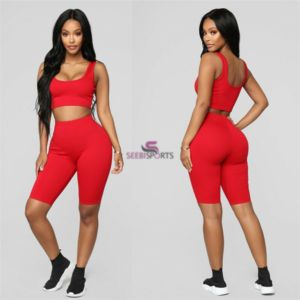 Conjunto Deportivo de Dos Piezas para Mujer, Transpirable, con Logotipo Frontal, Cintura Alta Elástica, para Yoga, Fitness, Casual, Spandex/Nylon - Product Image 4