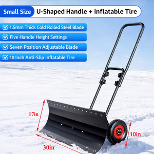 Pousse-neige à roues W30"x H17" avec lame en U, poignée réglable, pelle à neige en acier pour usage extérieur ODGWTO018 - Product Image 6