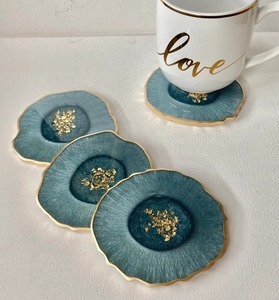Ensemble de sous-verres en résine Art Déco à motif marbre fait main, décoration d'intérieur, sous-verres pour boissons en gros, couleurs et logo personnalisés - Product Image 3
