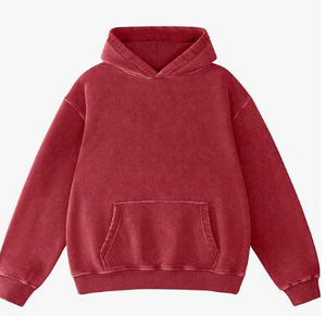 Sweat-shirt à capuche rouge unisexe, couleur unie, décontracté, à manches longues, avec poche avant, pour l'automne - Product Image 1