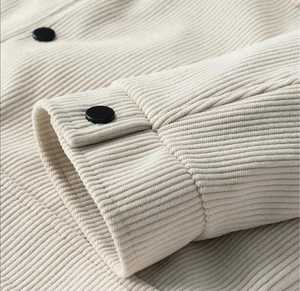 เสื้อแจ็คเก็ตบอมเบอร์ผ้าลูกฟูกสำหรับผู้ชาย สีพื้น คอตั้ง ทรงปกติ สวมใส่สบาย กันลมในฤดูหนาว ปิดด้วยซิป ผ้าทอ - Product Image 5