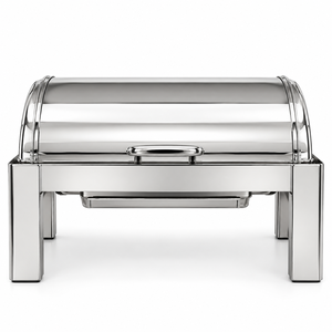 Juego de cubiertos de acero inoxidable Royal para calentador de alimentos (chafing dish) con tapa de vidrio, patas elegantes, acabado espejo, duradero, para fiestas, sostenible, 6 litros, KING - Product Image 1