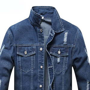 Blousons en jean unis pour hommes 2025 – Manteaux bomber décontractés tendance pour hommes – Coupe-vent streetwear à capuche et col montant - Product Image 5