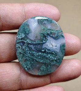 Piedra Preciosa de Ágata Musgosa Natural de Alta Calidad, Corte Ovalado, Pulida, Verde, de 10mm-50mm, Piedra Suelta para Joyería, Meditación y Decoración - Product Image 2