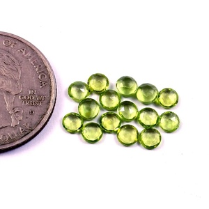 7X7MM calidad AAA peridoto Natural redondo rosa corte cabujón Flatback piedras preciosas sueltas fabricación de joyas semipreciosas lote al por mayor - Product Image 1