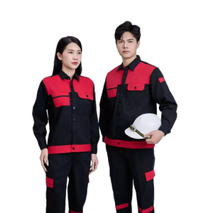 Nouvel ensemble de vêtements de travail unisexe en coton noir et rouge, respirant, confortable, haute visibilité et sécurité, fabriqué au Vietnam - Product Image 2