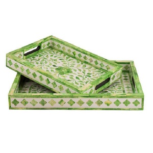 Bandeja de servir grande redonda de resina con incrustaciones de nácar, especial para Ramadán, bandeja decorativa para servir chocolate, vajilla, bandeja de servir. - Product Image 6
