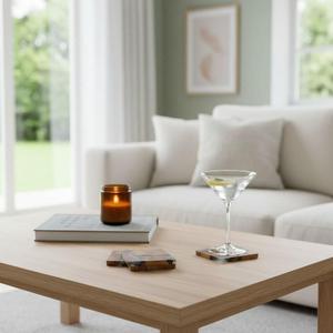 Premium Resin Wood Coaster Set Handcrafted Square Modern Design 350mm Diameter 5mm Thickness MN EXPORTS MNE-896 <b>Table</b> <b>Protection</b> - Product Image 4
