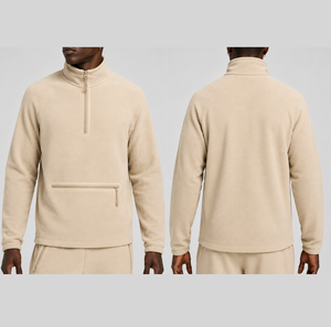 Wholesale Custom ROYAL SPORTS Cream Color <b>Men</b> <b>Half</b> Quarter Zipper Sweatshirt With <b>Zip</b> Chest Pocket <b>Jacket</b> Sweatshirt Breathable - Product Image 1