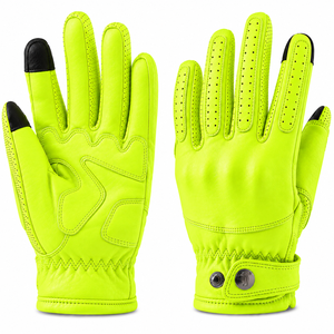 Guantes de Carreras de Cuero Naranja, Completos, Compatibles con Pantalla Táctil, Impermeables, Transpirables, con Perforaciones, Correa de Muñeca Ajustable con Hebilla - Product Image 4